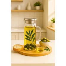 Özbience Metal Kapaklı Düz Cam Yağlık Yağdanlık Seti 1500 Ml, Şık ve Dayanıklı