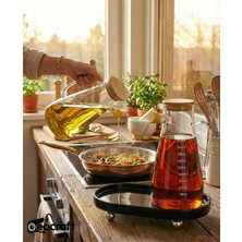 Eocraft Lüks Kompozit Granit Yağlık Altlığı ve Sunumluk 30X16 cm Krom Top Ayaklı Sunum Tabağı (Büyük Boy)