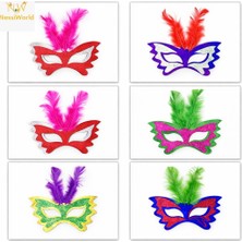 NW NessiWorld Tüylü Renkli Karton Parti Maskesi – 6 Renk