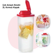 Özbience Çok Amaçlı 2l Sürahi Kırmızı Kapak, Şık ve Kullanışlı Tasarım