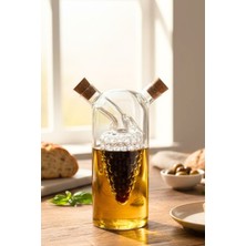 Özbience Şarap ve Sirke Şişesi, Çift Katmanlı Borosilikat Cam, Üzüm Figürlü, 350 ml
