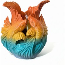 Atatuğ Hediyelik Dekoratif Koi Balığı Figürlü Kalemlik & Vazo - 3D Tasarım Modern Masaüstü Organizer (14X10CM)