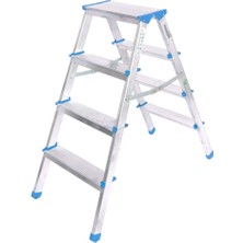 Go İthalat 4+4 Çift Basamaklı Alüminyum Metal Merdiven Yükseklik = 92CM Baş Genişlik = 8cm (5250)