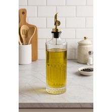 Özbience Şeffaf Cam Yağlık, Gold Kapak, Sızdırmaz Metal Kapaklı, Elegant Tasarım