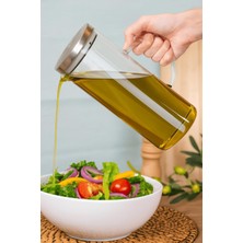 Özbience Şeffaf Çelik Kapaklı Vakumlu Borosilikat Cam Yağlık ve Sirkeliğe 1500 ml