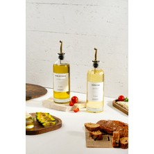 Özbience 2'li 500 ml Cam Yağlık Şişe Paslanmaz Çelik Başlıklı Set