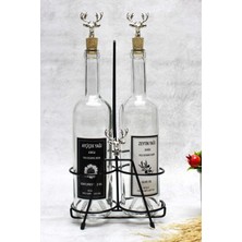 Özbience Gümüş Renk Geyik Figürlü Siyah Standlı Mantar Kapaklı Yağlık