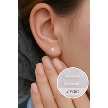 Sacce Scarves & Accessories Şeffaf Silikon Çift Toplu Piercing – 8 mm Bar | Helix, Kıkırdak, Lob Uyumlu | 2 Adet