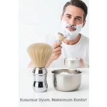 Marsilyan Klasik Tıraş Seti – Krom Parlak Saplı Fırça & 304 Paslanmaz Çelik Tıraş Tası