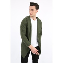 Libas Verda Üç Iplik Şardonlu Kapşonlu Cepli Erkek Günlük Panço Hırka