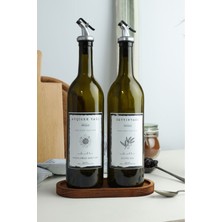 Özbience 2'li 750 ml Amber Cam Ayçiçek Yağı Şişesi Cam Yağlık Seti