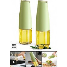 Özbience 2'li Cam Yağdanlık Seti 500ML, Otomatik Kapak, Damlatmayan Ağızlı, Yeşil