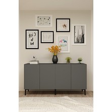 Ceneyra KA1599A APLOS150 Konsol, Kahve Köşesi ve Tv Sehpası, Çok Amaçlı Dolap 150CM Antrasit