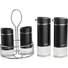 Özbience Şık 5 Parça Yağlık ve Sirkelik Seti, Siyah Modern Tasarım