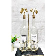 Özbience Şeffaf Yağlık Akıtmaz Ginko Mantar Tıpalı 750ML Altın Stant