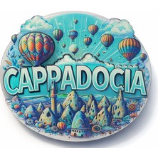 Poebgo Family's Kapadokya Temalı Ahşap Buzdolabı Magneti Model 6