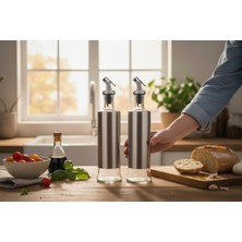 Özbience 2'li Metal Gövdeli Cam Yağlık, 300ML, Sızdırmaz, Şık ve Pratik Tasarım