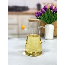 Özbience Bambu Kapaklı 900 ml Cam Yağdanlık, Şık ve Kullanışlı Mutfak Aksesuarı