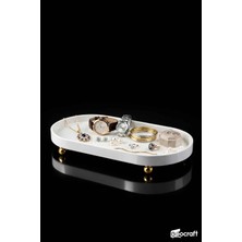 Eocraft Lüks Kompozit Granit Yağlık Altlığı ve Sunumluk 30X16 cm Gold Top Ayaklı Sunum Tabağı (Büyük Boy)