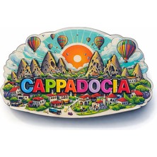 Poebgo Family's Kapadokya Temalı Ahşap Buzdolabı Magneti Model 5