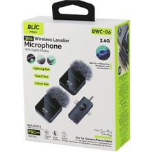 Shopwave 3in1 Kablosuz Ikili Yaka Mikrofon Tüylü Dijital Ekran Lightning - Type-C - 3.5mm