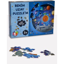 Mert Bebek Uzay Temalı 49 Parça Eğitici Çocuk Puzzle 3+ Yaş Yuvarlak Tasarım 48 cm