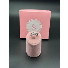 Alsem 925 Ayar Gümüş Kaplama Çapraz x Model Zirkon Taşlı Yüzük , Iki Sıra Pırlanta Taşlı Yarım Tur Yüzük