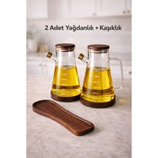 Özbience Akasya Kapaklı 2’li Cam Yağdanlık ve Kirli Kaşıklık Seti, Şık ve Kullanışlı