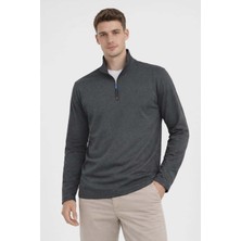 hmoavm Defduu Store Erkek Ribana Kumaş Likralı Yarım Fermuarlı  Yarım Boğaz Kazak