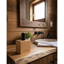 Barotti Modern Doğal Görünümlü Bambu Kare Sıvı Sabunluk,Losyonluk, Mutfak ve Banyo Sabunluk