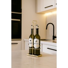 Özbience Metal Standlı 2'li Cam Yağdanlık Takımı, Şık ve Kullanışlı Tasarım