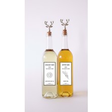 Özbience Şeffaf Cam Geyik Şişe 2'li, 750 Ml, Akıtmaz, Tıpalı, Dibi Çukur Yağdanlık