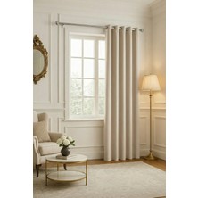 Bercem Home Kadife Dokulu Fon Perde - Taş - Kuş Gözlü Dikim - (Rustik Için)