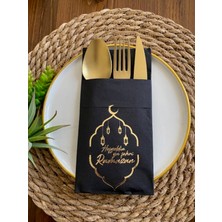 Özbience Gold Yaldızlı Siyah Ramazan Temalı Peçete 12'li, Şık ve Zarif Tasarım