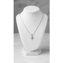 ArmoniaVital Gümüş Kaplama Zirkon Taşlı Kutup Yıldızı Kolye - Işıltılı Kar Tanesi Figürlü Zincir Kolye