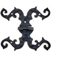 Vice Avm Antika Tarz Dekoratif Pirinç Süslü Menteşe - 100x90 mm, Oksit TG-V 6881