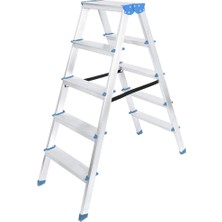 MERİVİA Allproduct TR 5+5 Çift Basamaklı Alüminyum Metal Merdiven Yükseklik = 115CM Baş Genişlik = 8cm (5405)