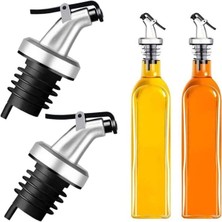 Özbience 4'lü Yağdanlık Ucu Seti, Kapaklı, Akıtmaz, Silikon Tıpa, Mutfak Aksesuar