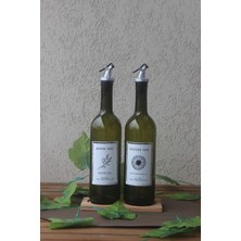 Özbience Retro 2’li Amber Cam Yağlık Seti, 750 ml Zeytinyağı ve Ayçiçek Yağı Şişesi