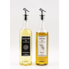 Özbience 2'li 750ML Akıtmaz Şeffaf Zeytinyağı Sıvıyağ Cam Yağdanlık Seti