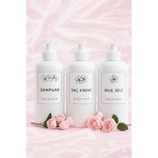 3,lü Beyaz Soft Kapaklı ve Etiketli Şampuan,duş Jeli ve Ssç Kremi 500 ml Plastik Şişe