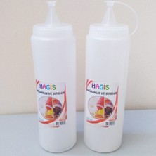 Özbience 2'li Plastik Sos Şişesi Seti, 0,75 Lt, Barbekü ve Salata Sosları Için