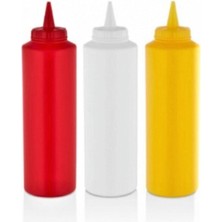 Özbience Fişek Sosluk 750ML 3'lü Set Sarı Kırmızı Beyaz Eğlenceli Tasarım
