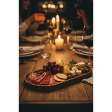 Özbience Doğal Ahşap Oval Sunum ve Servis Tepsisi - Yağdanlık Altlığı (21X11 Cm)