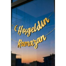 Özbience Hoşgeldin Ramazan Yazılı Gold Kaligrafi Banner 200X30 Cm, Bayram Süsü