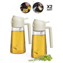Özbience 2 Adet Çift Fonksiyonlu Cam Yağdanlık 450ML Sprey Zeytinyağı ve Sıvıyağ Şişesi