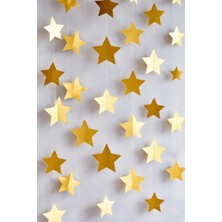 Özbience Gold Renkli Yıldız Tavan Süsleri, Ipli Sarkıt ve Ramazan Bayramı Dekoru