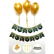 Özbience Ramazan Bayramı Süsleme Seti, Gold Balonlar ve Ipi, 11 Ayın Sultanı Yazısı