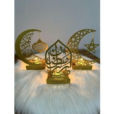 Özbience 3’lü Altın Ramazan Mumluk Seti, Hoşgeldin Ramazan Süsleri, Ev Dekorasyonu