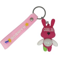 Kyops Figürlü ve Işıklı Silikon Anahtarlık -  Tavşan - Pembe (Lisinya)